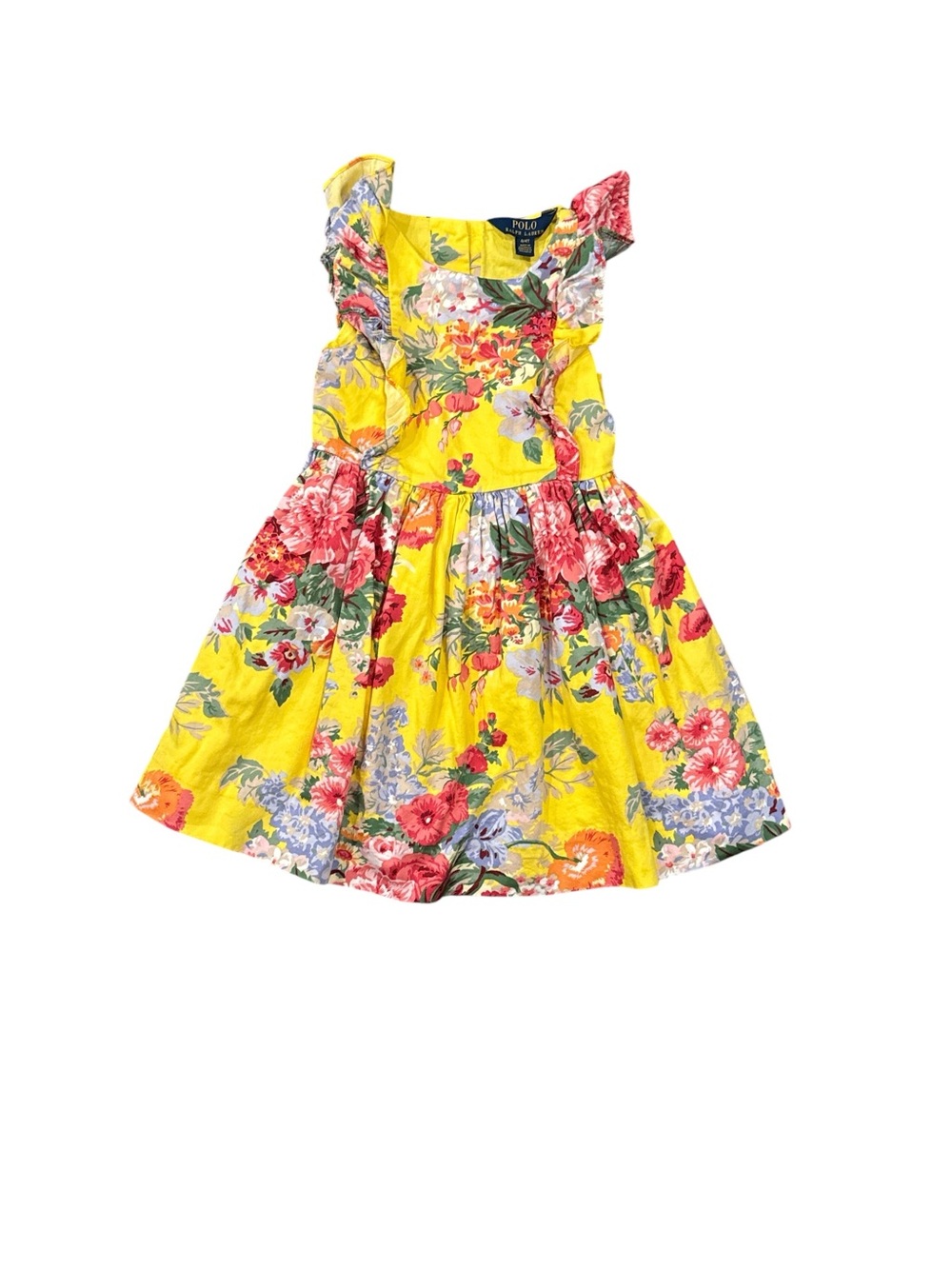 Polo by Ralph Lauren Yellow Floral Ruffle-Sleeve Dress